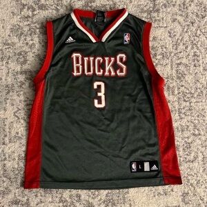Youth Large Adidas Brandon Jennings Milwaukee Bucks Green Red Basketball Jersey